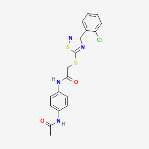 molecular formula C18H15ClN4O2S2 B2443144 N-(4-乙酰氨基苯基)-2-((3-(2-氯苯基)-1,2,4-噻二唑-5-基)硫代)乙酰胺 CAS No. 864919-43-7