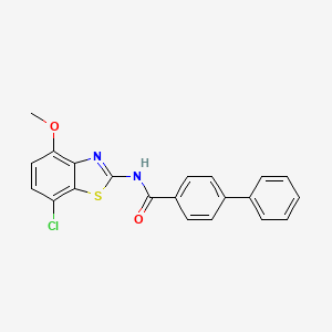 molecular formula C21H15ClN2O2S B2443147 N-(7-氯-4-甲氧基苯并[d]噻唑-2-基)-[1,1'-联苯]-4-甲酰胺 CAS No. 922700-93-4