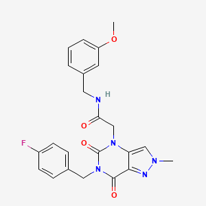 molecular formula C23H22FN5O4 B2443148 2-(6-(4-fluorobenzyl)-2-methyl-5,7-dioxo-6,7-dihydro-2H-pyrazolo[4,3-d]pyrimidin-4(5H)-yl)-N-(3-methoxybenzyl)acetamide CAS No. 951617-75-7