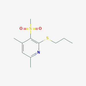 molecular formula C11H17NO2S2 B2443152 4,6-二甲基-3-(甲基磺酰基)-2-(丙基硫烷基)吡啶 CAS No. 339016-88-5