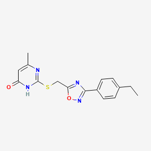 molecular formula C16H16N4O2S B2443153 2-({[3-(4-Ethylphenyl)-1,2,4-oxadiazol-5-yl]methyl}sulfanyl)-6-methyl-4-pyrimidinol CAS No. 1226446-31-6