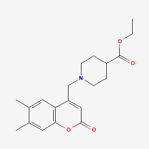 molecular formula C20H25NO4 B2443160 1-[(6,7-二甲基-2-氧代色满-4-基)甲基]-4-哌啶甲酸乙酯 CAS No. 854130-45-3