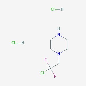 molecular formula C6H13Cl3F2N2 B2443166 1-(2-Chloro-2,2-difluoroethyl)piperazine;dihydrochloride CAS No. 2416236-14-9