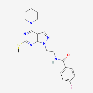 molecular formula C20H23FN6OS B2443170 4-fluoro-N-(2-(6-(methylthio)-4-(piperidin-1-yl)-1H-pyrazolo[3,4-d]pyrimidin-1-yl)ethyl)benzamide CAS No. 941948-49-8