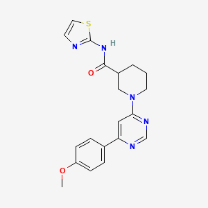 molecular formula C20H21N5O2S B2443174 1-(6-(4-methoxyphenyl)pyrimidin-4-yl)-N-(thiazol-2-yl)piperidine-3-carboxamide CAS No. 1396783-28-0