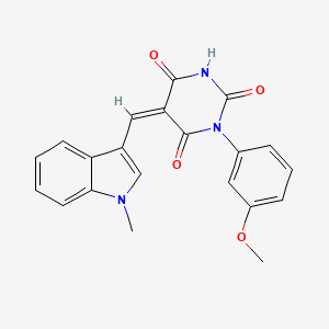 molecular formula C21H17N3O4 B2443177 (Z)-1-(3-methoxyphenyl)-5-((1-methyl-1H-indol-3-yl)methylene)pyrimidine-2,4,6(1H,3H,5H)-trione CAS No. 311764-20-2