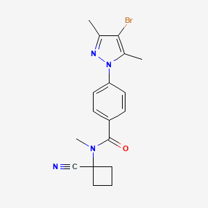 molecular formula C18H19BrN4O B2443178 4-(4-bromo-3,5-dimethyl-1H-pyrazol-1-yl)-N-(1-cyanocyclobutyl)-N-methylbenzamide CAS No. 1281001-87-3