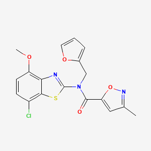 N-(7-chloro-4-methoxybenzo[d]thiazol-2-yl)-N-(furan-2-ylmethyl)-3-methylisoxazole-5-carboxamide