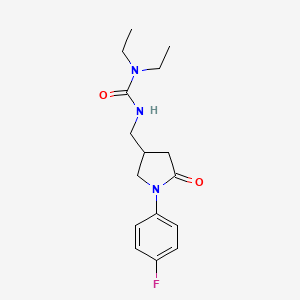 molecular formula C16H22FN3O2 B2443189 1,1-Diethyl-3-((1-(4-fluorophenyl)-5-oxopyrrolidin-3-yl)methyl)urea CAS No. 955237-62-4