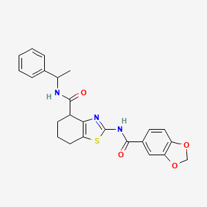 2-(benzo[d][1,3]dioxole-5-carboxamido)-N-(1-phenylethyl)-4,5,6,7-tetrahydrobenzo[d]thiazole-4-carboxamide