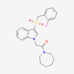 molecular formula C23H25FN2O3S B2443202 1-(2-azepan-1-yl-2-oxoethyl)-3-[(2-fluorobenzyl)sulfonyl]-1H-indole CAS No. 878060-91-4