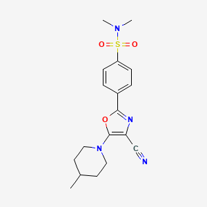molecular formula C18H22N4O3S B2443221 4-[4-cyano-5-(4-methylpiperidin-1-yl)-1,3-oxazol-2-yl]-N,N-dimethylbenzenesulfonamide CAS No. 941265-00-5