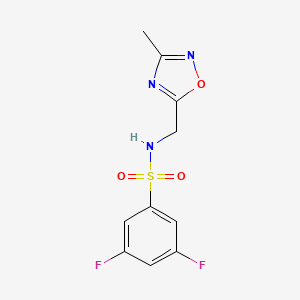 molecular formula C10H9F2N3O3S B2443223 3,5-difluoro-N-((3-methyl-1,2,4-oxadiazol-5-yl)methyl)benzenesulfonamide CAS No. 1235103-65-7