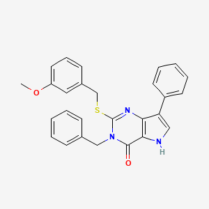 molecular formula C27H23N3O2S B2443224 3-benzyl-2-((3-methoxybenzyl)thio)-7-phenyl-3H-pyrrolo[3,2-d]pyrimidin-4(5H)-one CAS No. 1793110-51-6