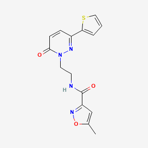 molecular formula C15H14N4O3S B2443233 5-methyl-N-(2-(6-oxo-3-(thiophen-2-yl)pyridazin-1(6H)-yl)ethyl)isoxazole-3-carboxamide CAS No. 1219901-57-1