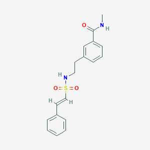 molecular formula C18H20N2O3S B2443234 N-甲基-3-[2-[[(E)-2-苯乙烯基]磺酰氨基]乙基]苯甲酰胺 CAS No. 1385620-28-9