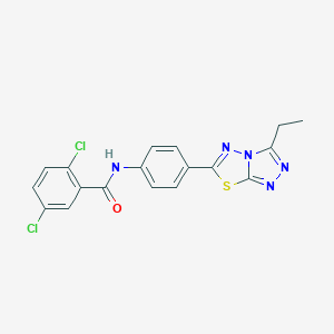 molecular formula C18H13Cl2N5OS B244326 2,5-dichloro-N-[4-(3-ethyl[1,2,4]triazolo[3,4-b][1,3,4]thiadiazol-6-yl)phenyl]benzamide 