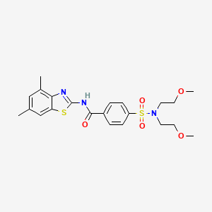 molecular formula C22H27N3O5S2 B2443275 4-[双(2-甲氧基乙基)氨磺酰基]-N-(4,6-二甲基-1,3-苯并噻唑-2-基)苯甲酰胺 CAS No. 361159-70-8