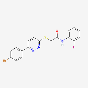 molecular formula C18H13BrFN3OS B2443277 2-((6-(4-bromophenyl)pyridazin-3-yl)thio)-N-(2-fluorophenyl)acetamide CAS No. 872694-89-8