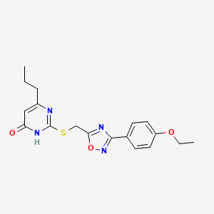 molecular formula C18H20N4O3S B2443283 2-({[3-(4-Ethoxyphenyl)-1,2,4-oxadiazol-5-yl]methyl}sulfanyl)-6-propyl-4-pyrimidinol CAS No. 946302-48-3