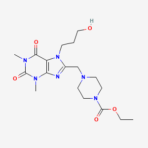 ethyl 4-{[7-(3-hydroxypropyl)-1,3-dimethyl-2,6-dioxo-2,3,6,7-tetrahydro-1H-purin-8-yl]methyl}piperazine-1-carboxylate