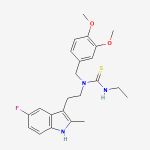molecular formula C23H28FN3O2S B2443299 1-[(3,4-二甲氧基苯基)甲基]-3-乙基-1-[2-(5-氟-2-甲基-1H-吲哚-3-基)乙基]硫脲 CAS No. 686751-72-4