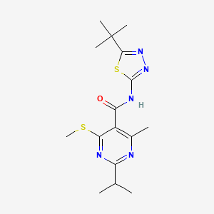 molecular formula C16H23N5OS2 B2443300 N-(5-tert-butyl-1,3,4-thiadiazol-2-yl)-4-methyl-6-(methylsulfanyl)-2-(propan-2-yl)pyrimidine-5-carboxamide CAS No. 1376225-84-1