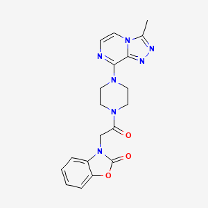 molecular formula C19H19N7O3 B2443312 3-(2-(4-(3-methyl-[1,2,4]triazolo[4,3-a]pyrazin-8-yl)piperazin-1-yl)-2-oxoethyl)benzo[d]oxazol-2(3H)-one CAS No. 2034280-23-2
