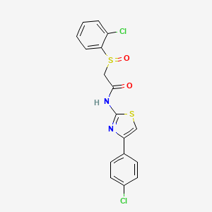 molecular formula C17H12Cl2N2O2S2 B2443316 2-(2-chlorophenyl)sulfinyl-N-[4-(4-chlorophenyl)-1,3-thiazol-2-yl]acetamide CAS No. 338959-66-3
