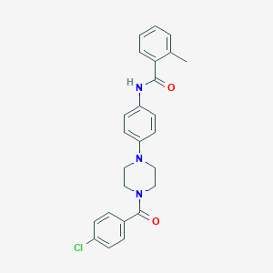 molecular formula C25H24ClN3O2 B244332 N-{4-[4-(4-Chlorobenzoyl)piperazin-1-YL]phenyl}-2-methylbenzamide 