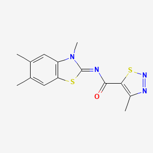 molecular formula C14H14N4OS2 B2443321 (Z)-4-methyl-N-(3,5,6-trimethylbenzo[d]thiazol-2(3H)-ylidene)-1,2,3-thiadiazole-5-carboxamide CAS No. 1173468-64-8