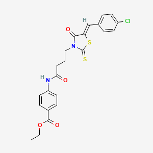 molecular formula C23H21ClN2O4S2 B2443324 (Z)-ethyl 4-(4-(5-(4-chlorobenzylidene)-4-oxo-2-thioxothiazolidin-3-yl)butanamido)benzoate CAS No. 305377-43-9
