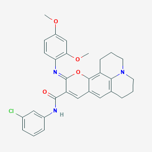 molecular formula C30H28ClN3O4 B2443336 (11Z)-N-(3-氯苯基)-11-[(2,4-二甲氧基苯基)亚氨基]-2,3,6,7-四氢-1H,5H,11H-吡喃并[2,3-f]吡啶并[3,2,1-ij]喹啉-10-甲酰胺 CAS No. 892298-38-3