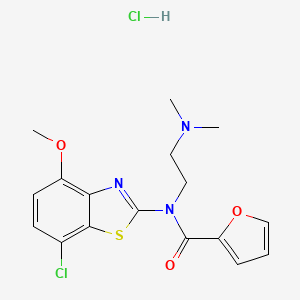 molecular formula C17H19Cl2N3O3S B2443339 N-(7-chloro-4-methoxybenzo[d]thiazol-2-yl)-N-(2-(dimethylamino)ethyl)furan-2-carboxamide hydrochloride CAS No. 1216926-27-0