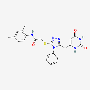 molecular formula C23H22N6O3S B2443340 N-(2,4-dimethylphenyl)-2-((5-((2,6-dioxo-1,2,3,6-tetrahydropyrimidin-4-yl)methyl)-4-phenyl-4H-1,2,4-triazol-3-yl)thio)acetamide CAS No. 852046-66-3