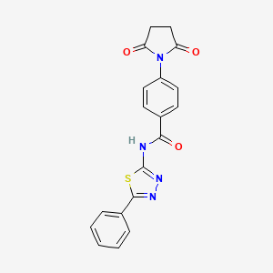 molecular formula C19H14N4O3S B2443344 4-(2,5-dioxopyrrolidin-1-yl)-N-(5-phenyl-1,3,4-thiadiazol-2-yl)benzamide CAS No. 392243-29-7