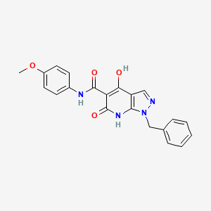 molecular formula C21H18N4O4 B2443346 1-benzyl-4-hydroxy-N~5~-(4-methoxyphenyl)-6-oxo-6,7-dihydro-1H-pyrazolo[3,4-b]pyridine-5-carboxamide CAS No. 1251670-63-9