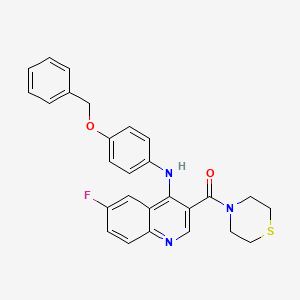 molecular formula C27H24FN3O2S B2443350 (4-((4-(Benzyloxy)phenyl)amino)-6-fluoroquinolin-3-yl)(thiomorpholino)methanone CAS No. 1359452-01-9
