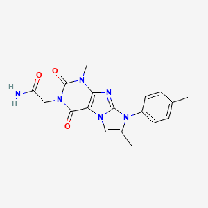 molecular formula C18H18N6O3 B2443352 2-[4,7-二甲基-6-(4-甲基苯基)-1,3-二氧代嘌呤[7,8-a]咪唑-2-基]乙酰胺 CAS No. 876669-52-2