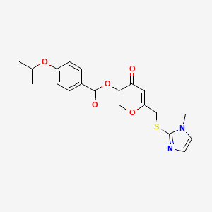 molecular formula C20H20N2O5S B2443353 6-(((1-methyl-1H-imidazol-2-yl)thio)methyl)-4-oxo-4H-pyran-3-yl 4-isopropoxybenzoate CAS No. 896307-77-0