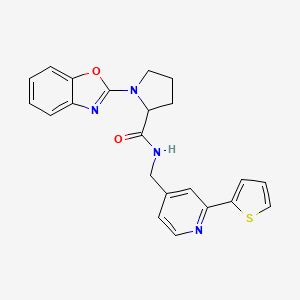 1-(benzo[d]oxazol-2-yl)-N-((2-(thiophen-2-yl)pyridin-4-yl)methyl)pyrrolidine-2-carboxamide