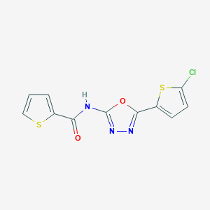 molecular formula C11H6ClN3O2S2 B2443360 N-[5-(5-氯噻吩-2-基)-1,3,4-噁二唑-2-基]噻吩-2-甲酰胺 CAS No. 888410-44-4