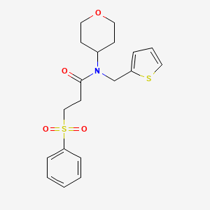 3-(phenylsulfonyl)-N-(tetrahydro-2H-pyran-4-yl)-N-(thiophen-2-ylmethyl)propanamide