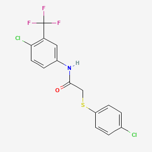 molecular formula C15H10Cl2F3NOS B2443366 2-[(4-氯苯基)硫代]-N-[4-氯-3-(三氟甲基)苯基]乙酰胺 CAS No. 306732-48-9