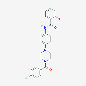 molecular formula C24H21ClFN3O2 B244337 N-{4-[4-(4-Chlorobenzoyl)piperazin-1-YL]phenyl}-2-fluorobenzamide 
