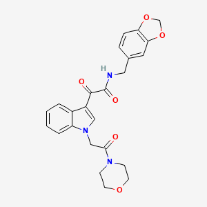 molecular formula C24H23N3O6 B2443374 N-(1,3-苯并二氧杂环戊-5-基甲基)-2-[1-(2-吗啉-4-基-2-氧代乙基)吲哚-3-基]-2-氧代乙酰胺 CAS No. 872856-90-1