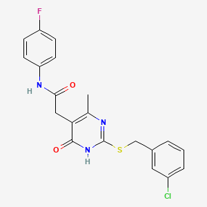 2-(2-((3-chlorobenzyl)thio)-4-methyl-6-oxo-1,6-dihydropyrimidin-5-yl)-N-(4-fluorophenyl)acetamide