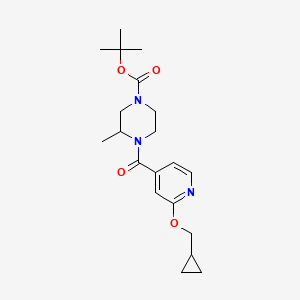 molecular formula C20H29N3O4 B2443387 Tert-butyl 4-(2-(cyclopropylmethoxy)isonicotinoyl)-3-methylpiperazine-1-carboxylate CAS No. 2034431-86-0