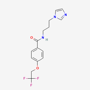 molecular formula C15H16F3N3O2 B2443391 N-[3-(1H-imidazol-1-yl)propyl]-4-(2,2,2-trifluoroethoxy)benzenecarboxamide CAS No. 866153-64-2