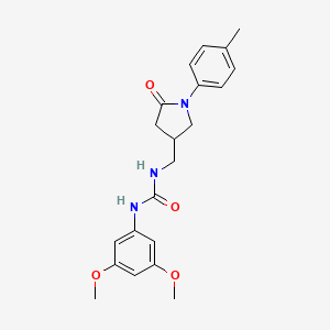 molecular formula C21H25N3O4 B2443393 1-(3,5-Dimethoxyphenyl)-3-((5-oxo-1-(p-tolyl)pyrrolidin-3-yl)methyl)urea CAS No. 954588-87-5